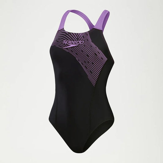 Speedo Medley Logo Swimsuit Women's (Black Purple)