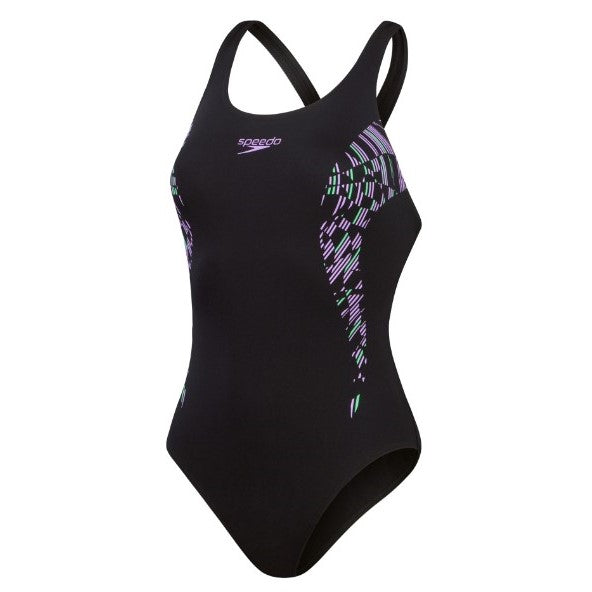 Logo Splice Muscleback Swimsuit - Navy/Purple