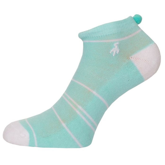 Green Lamb Striped Socks 3 Pack Women's (Aqua White Black)