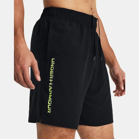 Under Armour Tech Woven Wordmark Shorts Men's (Black High Vis Yellow 002)