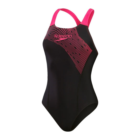Speedo Medley Logo Medalist Swimsuit Women's (Black Pink)