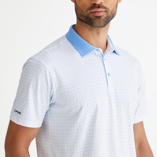 Ping Jared Golf Polo Shirt Men's (White Corn Flower Blue)