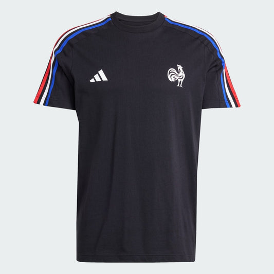 Adidas France Rugby Essentials 3 Striped T-Shirt Men's (Black JD4187)