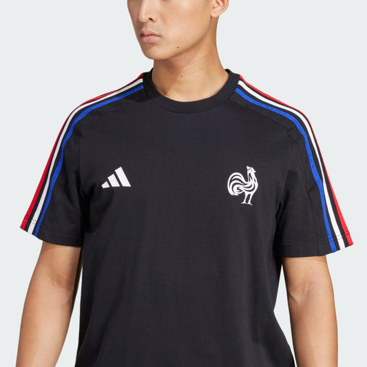 Adidas France Rugby Essentials 3 Striped T-Shirt Men's (Black JD4187)