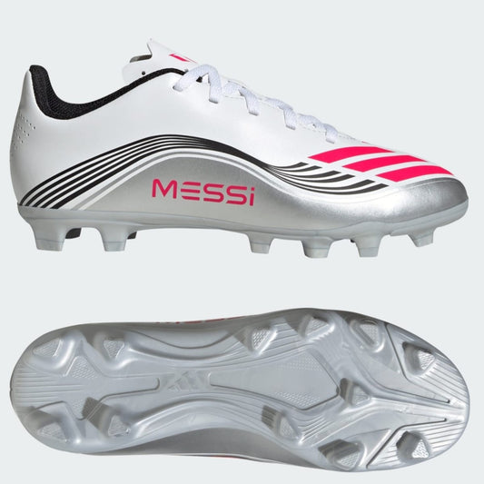 Adidas F50 Messi Club Firm Ground Football Boots Kid's (White Red JP7457)