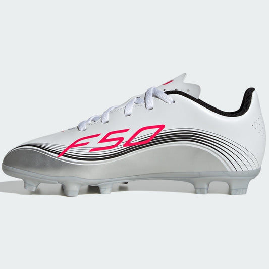 Adidas F50 Messi Club Firm Ground Football Boots Kid's (White Red JP7457)