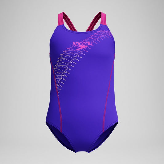 Speedo Medley Logo Medalist Swimsuit Girl's (Purple Pink)