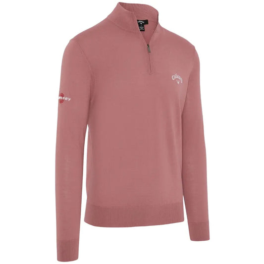 Pink sweater with brand logo on a white background