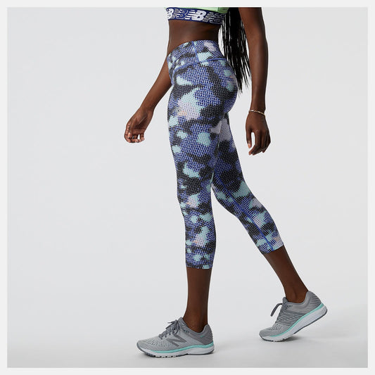 New Balance Accelerate Capri Leggings Womens (Black Blue)