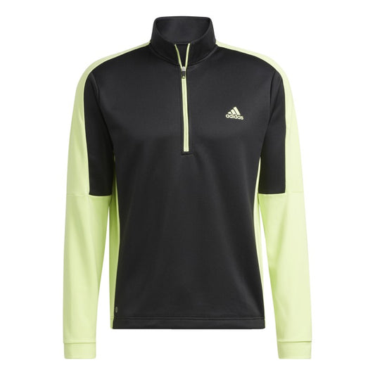 Adidas Colorblock 1-4 Zip Top Mens (Black Lime)