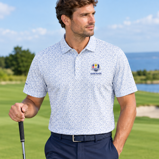Glenmuir Ryder Cup 2027 Overton Polo Shirt Men's (White Tahiti Blue)