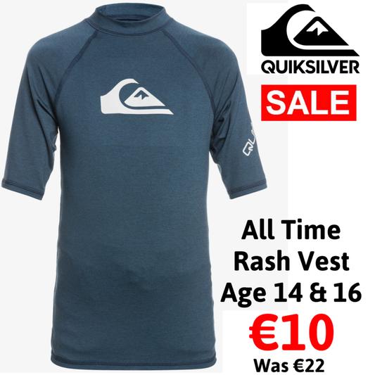 Quiksilver All Time Short Sleeve UPF 50 Rash Vest Junior (Navy Blazer BYJH)