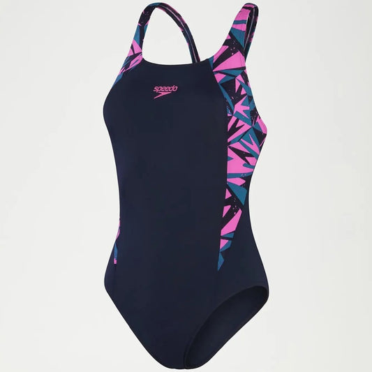 Speedo Hyperboom Splice Muscleback Swimsuit Women's (Pink Green 577)