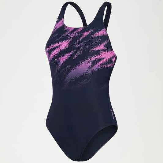 Speedo Hyperboom Placement Muscleback Swimsuit Women's (Navy Pink)