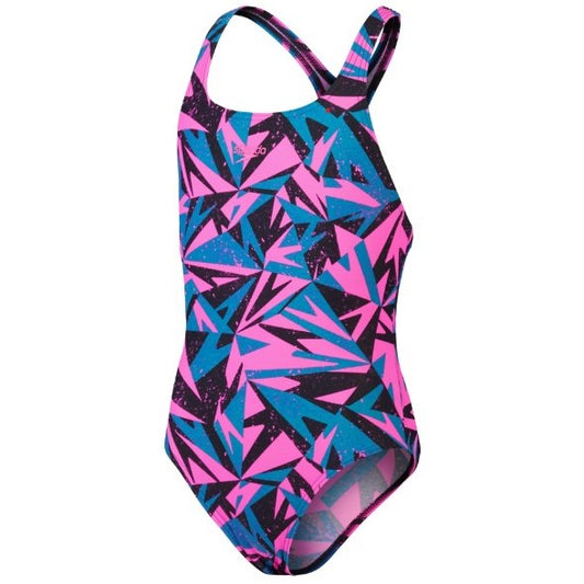 Speedo Hyperboom Allover Medalist Swimsuit Girls (Pink Green 578)
