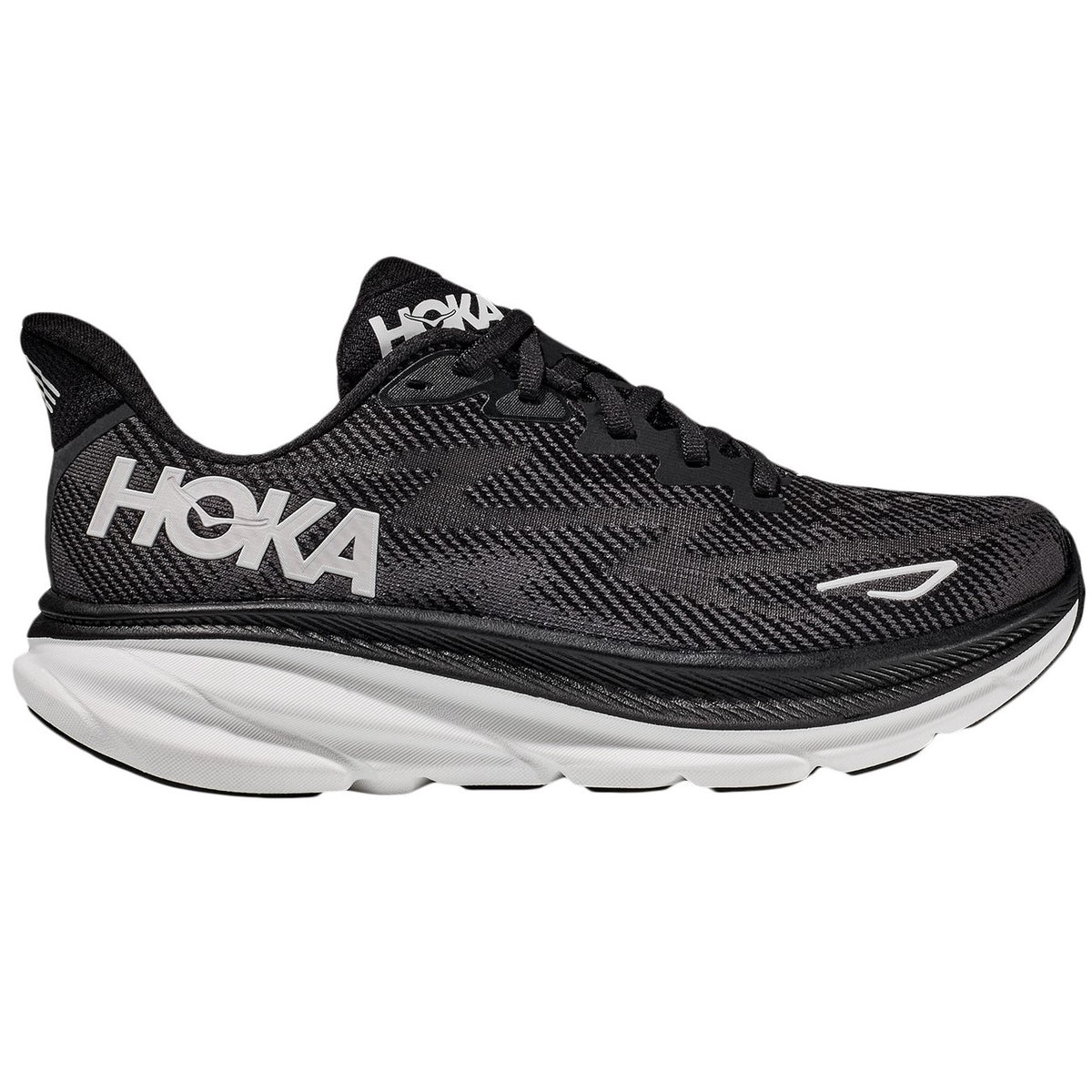 Hoka Clifton 9 Running Shoes Men's Wide (Black White)