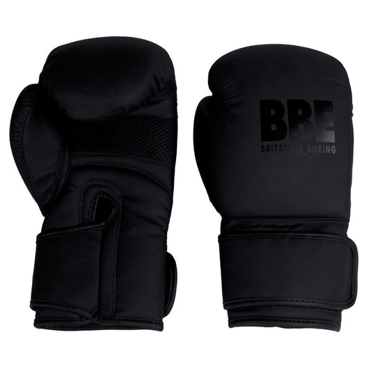 BBE Matte Black Sparring and Bag Boxing Gloves Unisex