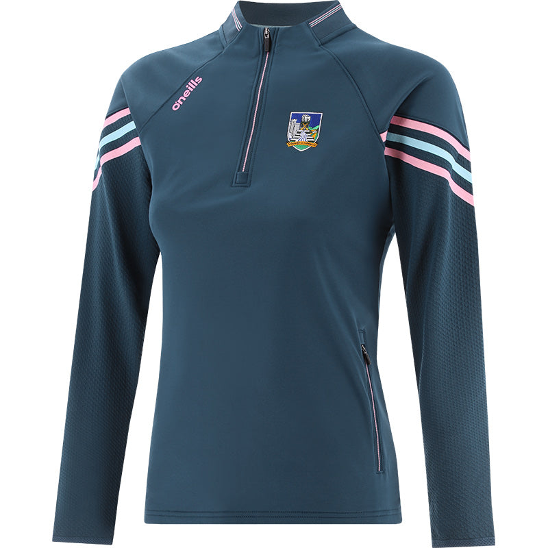 O'Neills Limerick GAA Weston 184 Half Zip Top Girls (Teal Cotton Candy)