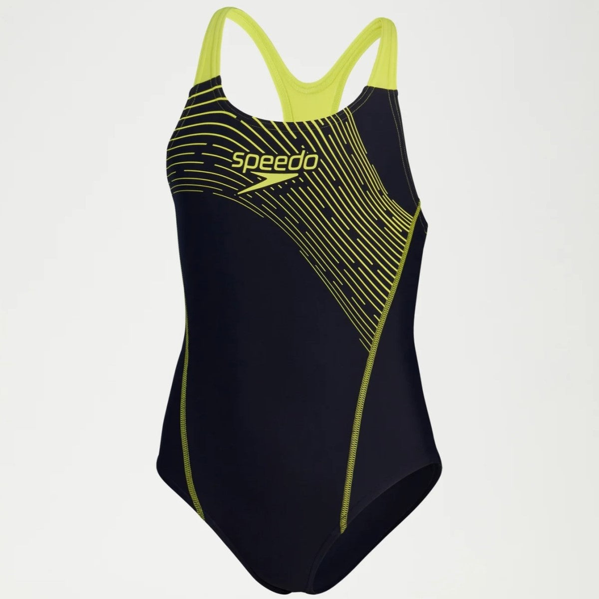 Speedo Medley Logo Medalist Swimsuit Girls (Navy Yellow 860)