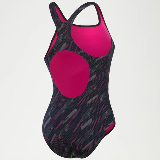Speedo Hyperboom Medalist Allover Swimsuit Women's (Black Pink 765)