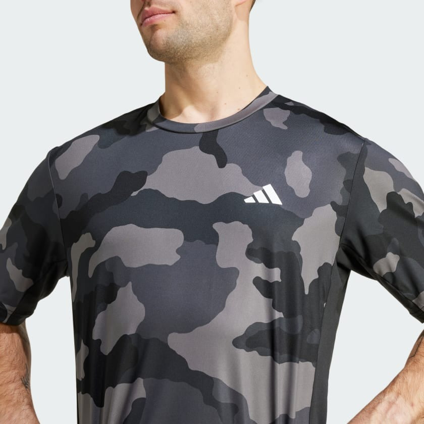 Adidas Train Essentials Camo Allover T-Shirt Men's (Black Grey