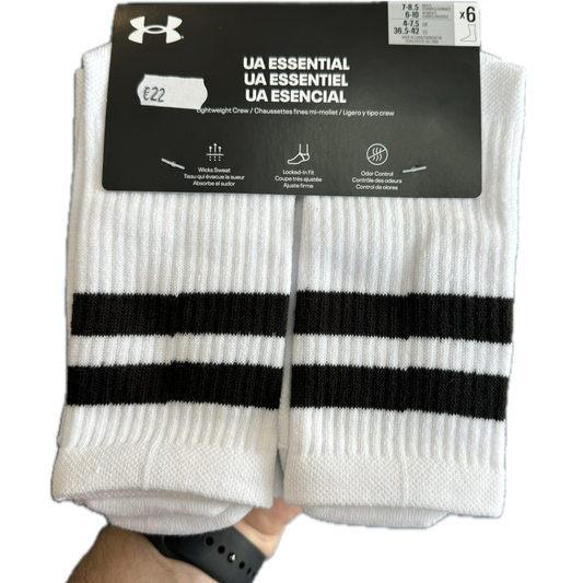 Under Armour Essential Crew Cut Socks 6 Pack Unisex