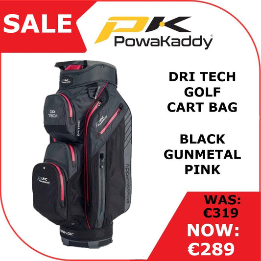 Powakaddy Dri Tech Golf Cart Bag (Black Gunmetal Pink Trim)