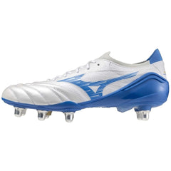 Mizuno Morelia Neo IV Elite Soft Ground Rugby Boots Men's (White Blue)