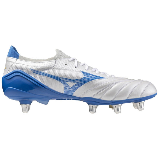 Mizuno Morelia Neo IV Elite Soft Ground Rugby Boots Men's (White Blue)