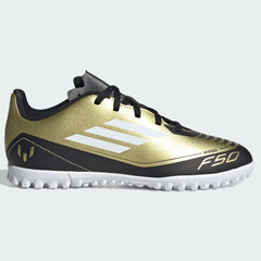 Adidas Messi F50 Club Turf Football Boots Kid's (Black Gold IG9297)