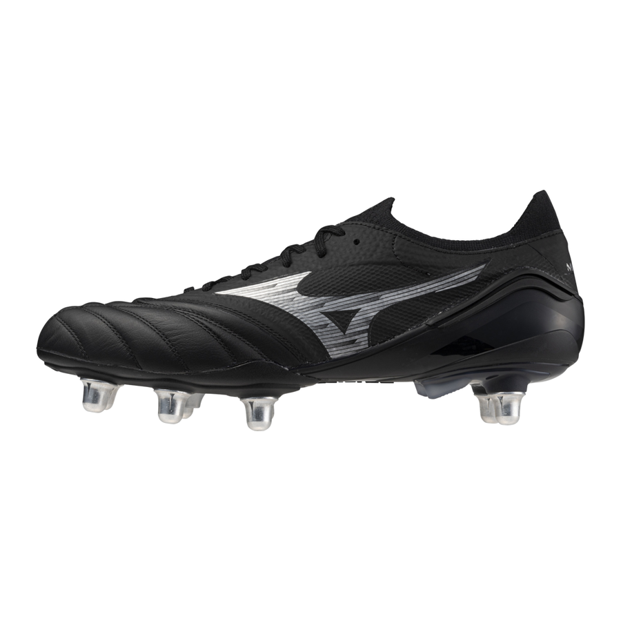 Mizuno Morelia Neo IV Elite SG Rugby Boots Men's (Black SIlver 03)