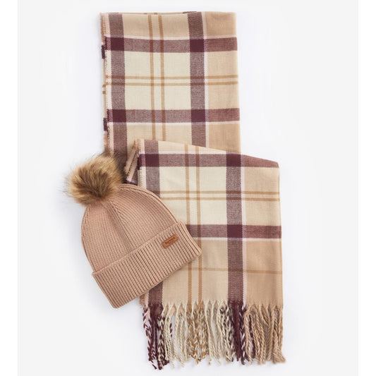 Barbour Dover Beanie & Hailes Scarf Gift Set Women's