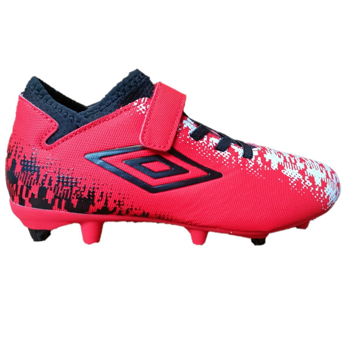 Umbro Formation II Velcro FG Football Boots Junior (Vermillion Black White)