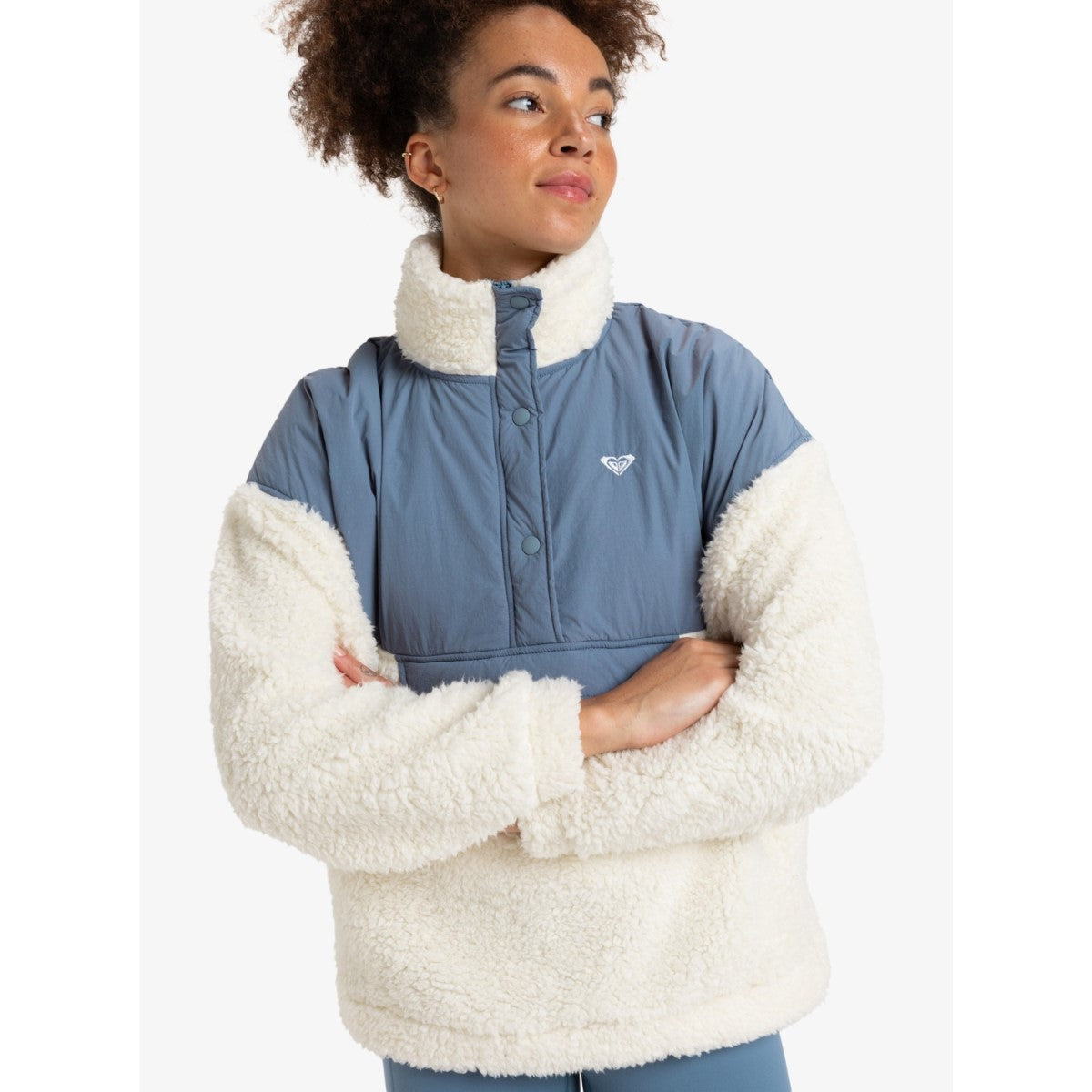 Roxy Waves Layered Half Zip Fleece Women's (White Blue)