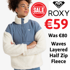 Roxy Waves Layered Half Zip Fleece Women's (White Blue)