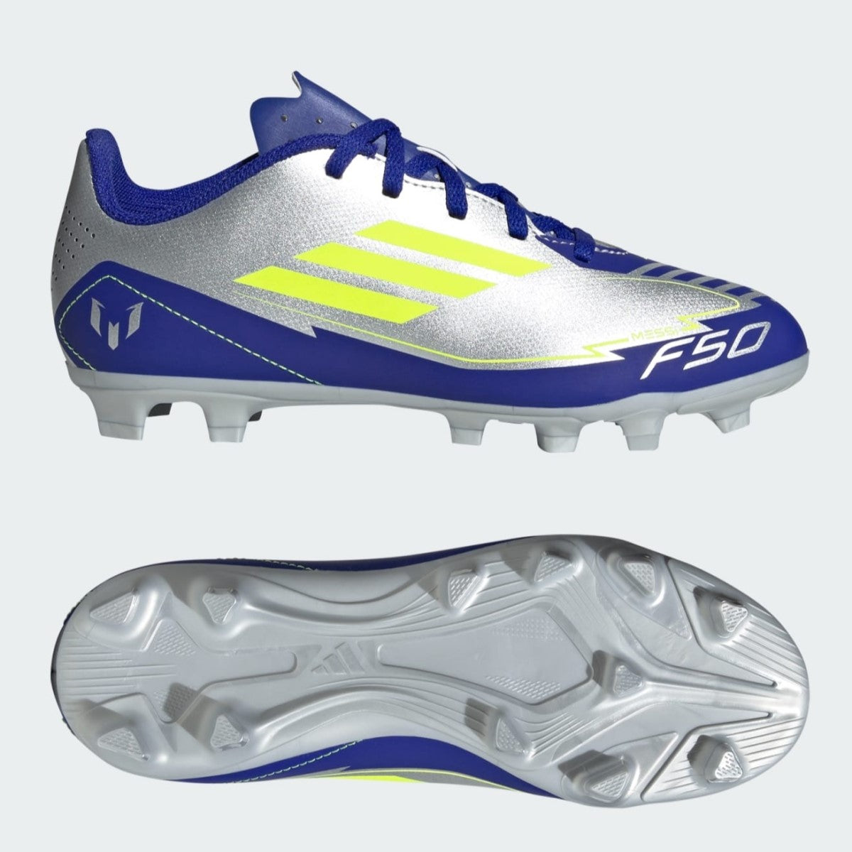 Adidas F50 Club FG Messi Football Boots Kid's (Silver Blue IH0926)