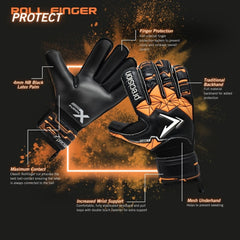 Precision Fusion X Roll Finger Protect GK Gloves (Black Orange)