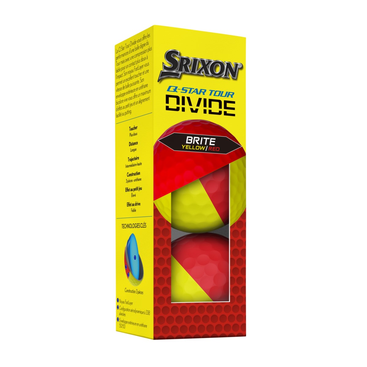 Srixon Q Star Divide Golf Balls x 3 (Yellow Red)