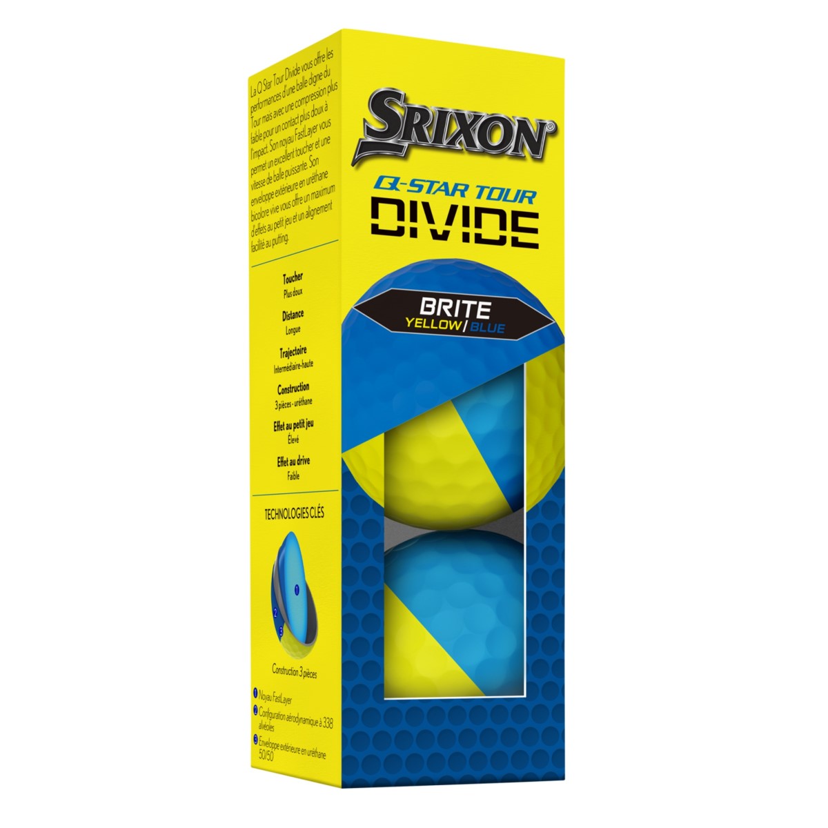 Srixon Q Star Divide Golf Balls x 3 (Yellow Blue)