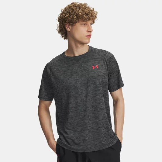 Under Armour Tech Textured T-Shirt Men's (Black Racer Red 002)