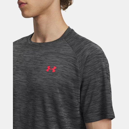 Under Armour Tech Textured T-Shirt Men's (Black Racer Red 002)