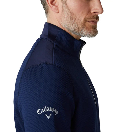 Callaway 1/4 Zip Hex Texture Fleece Men's (Peacoat Navy 410)