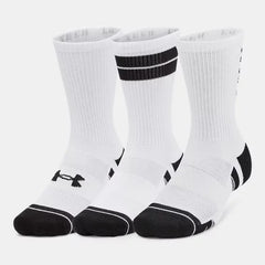 Under Armour Performance Tech Crew Socks Unisex 3 Pack (White 101)