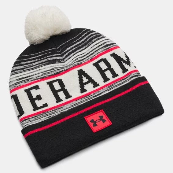 Under Armour Halftime Pom Beanie Men's (Stone Racer Red Black 279)
