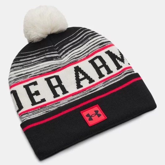 Under Armour Halftime Pom Beanie Men's (Stone Racer Red Black 279)