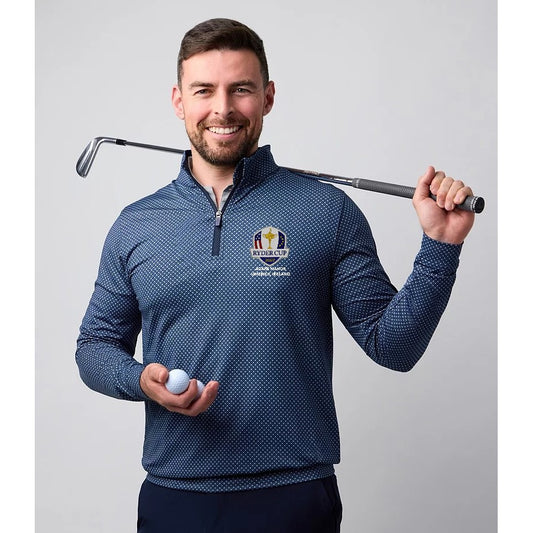 Glenmuir Ryder Cup Wick Half Zip Top Men's (Light Grey Navy Tees)