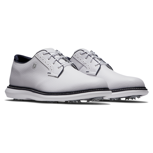 Footjoy Traditions Blucher Golf Shoes Men's Wide (White White Navy)