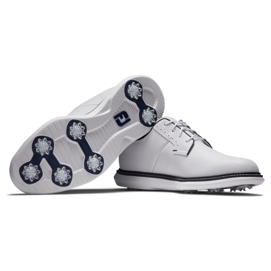 Footjoy Traditions Blucher Golf Shoes Men's Wide (White White Navy)