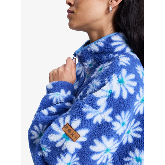 Roxy Jive Talking Bonded Half Zip Fleece Women's (Blue White XBBK)