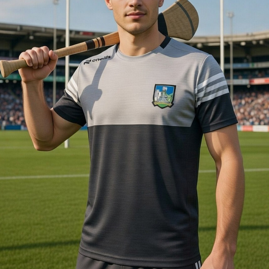 O'Neills Limerick GAA Sedona 060 T-Shirt Men's (Black Silver White)